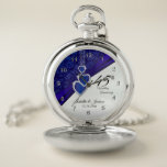 45th Sapphire Wedding Anniversary Pocket Watch<br><div class="desc">Pocket Watch. 45th or 65th Sapphire Wedding Anniversary Design. ⭐This Product is 100% Customizable. Graphics and /or text can be added, deleted, moved, resized, changed around, rotated, etc... 99% of my designs in my store are done in layers. This makes it easy for you to resize and move the graphics...</div>