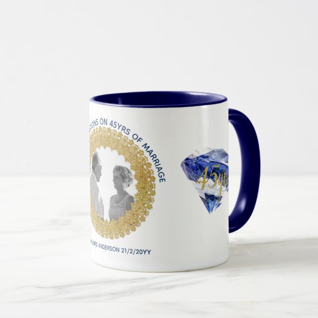 45th Wedding Anniversary - ADD PHOTO Sapphire Gift Mug (Front Right)