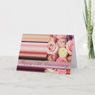 45th Wedding Anniversary Card -Pastel roses stripe