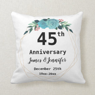 45th Wedding Anniversary Custom Names and Year Throw Pillow