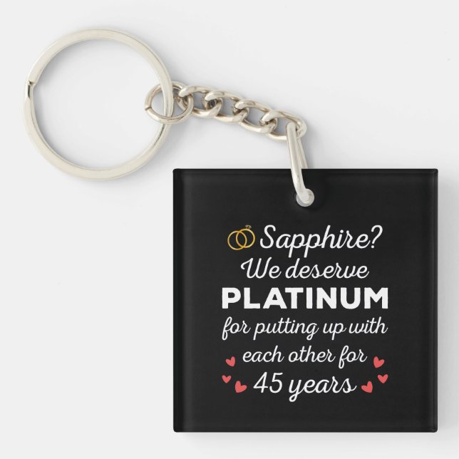45th Wedding Anniversary I - Sapphire Funny Couple Keychain (Front)