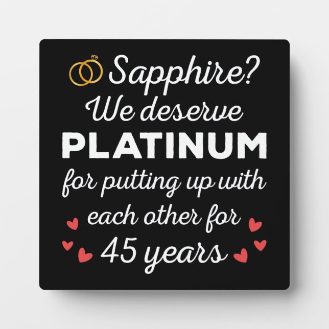 45th Wedding Anniversary I - Sapphire Funny Couple Plaque (Front)