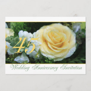 45th Wedding Anniversary Invitation - Yellow Rose