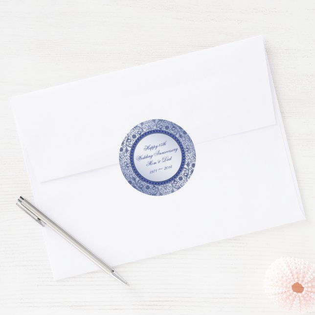 45th Wedding Anniversary Round Sticker (Envelope)