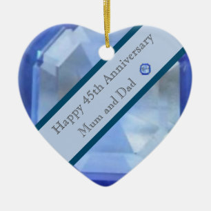 45th Wedding Anniversary Sapphire  Ceramic Ornament