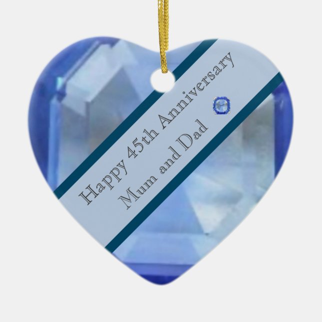 45th Wedding Anniversary Sapphire  Ceramic Ornament (Front)