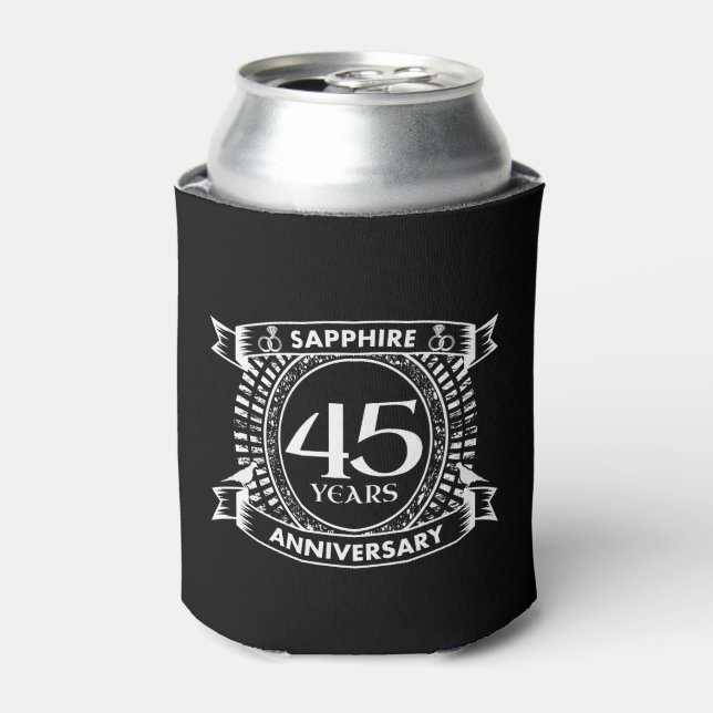 45th wedding anniversary sapphire crest can cooler (Can Front)
