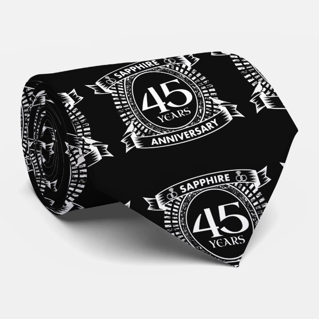 45th wedding anniversary sapphire crest tie (Rolled)