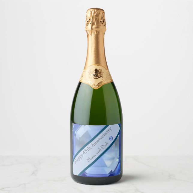45th Wedding Anniversary  Sparkling Wine Label (Front)