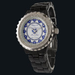 45th Wedding Anniversary Watch<br><div class="desc">A Digitalbcon Images Design featuring a sapphire blue and white colour theme with a variety of custom images, shapes, patterns, styles and fonts in this one-of-a-kind "Sapphire Wedding Anniversary" Watch. This attractive and elegant design comes complete with customizable text lettering and white number circle frame to signify the hours and...</div>