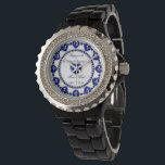 45th Wedding Anniversary Watch<br><div class="desc">A Digitalbcon Images Design featuring a sapphire blue and white colour theme with a variety of custom images, shapes, patterns, styles and fonts in this one-of-a-kind "Sapphire Wedding Anniversary" Watch. This attractive and elegant design comes complete with customizable text lettering and white number circle frame to signify the hours and...</div>