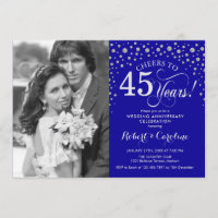 45th Wedding Anniversary with Photo - Silver Blue