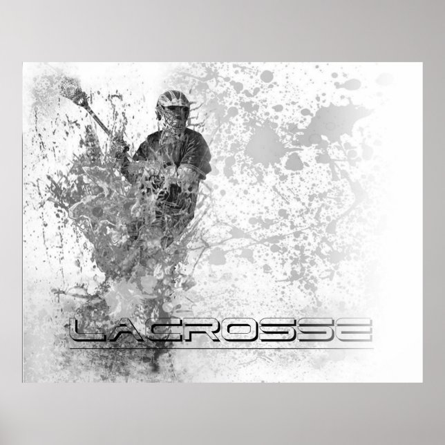 45x36 custom Vintage Lacrosse B/W Splatter Poster (Front)