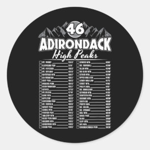 46 Adirondack Mountain Climbing Checklist Classic Round Sticker