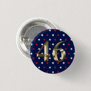 "46" Biden President, Biden Harris 2020 Gold Blue 1 Inch Round Button