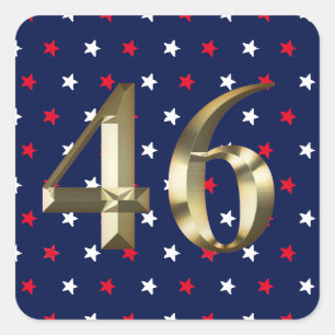"46" Biden President, Biden Harris 2020 Gold Blue Square Sticker