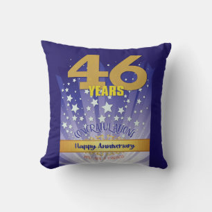 46 Year CUSTOM NAME 12 Step Anniversary Big Number Throw Pillow