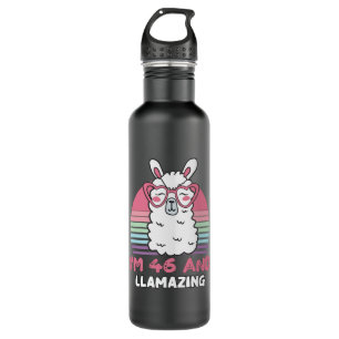 46 Year Old Bday Llamazing Llama 46th Birthday 710 Ml Water Bottle