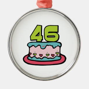 46 Year Old Birthday Cake Metal Ornament