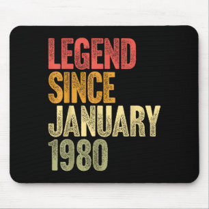 46 Year Old Legend Since January 1980 Retro 46th B Mouse Pad