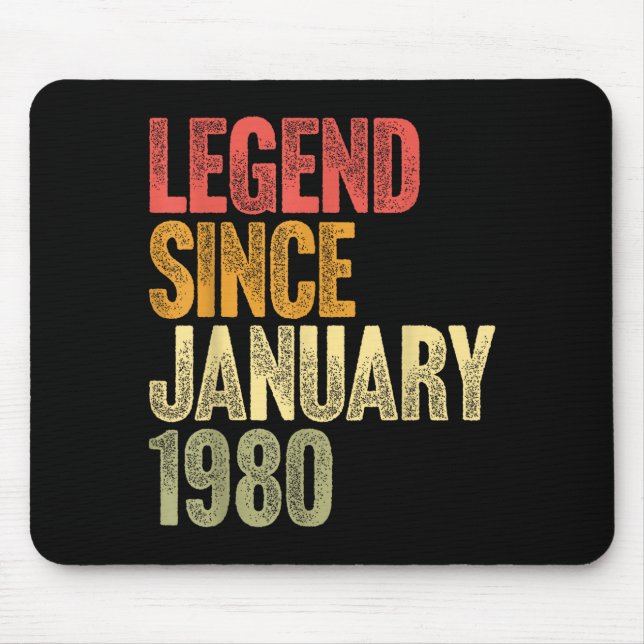 46 Year Old Legend Since January 1980 Retro 46th B Mouse Pad (Front)