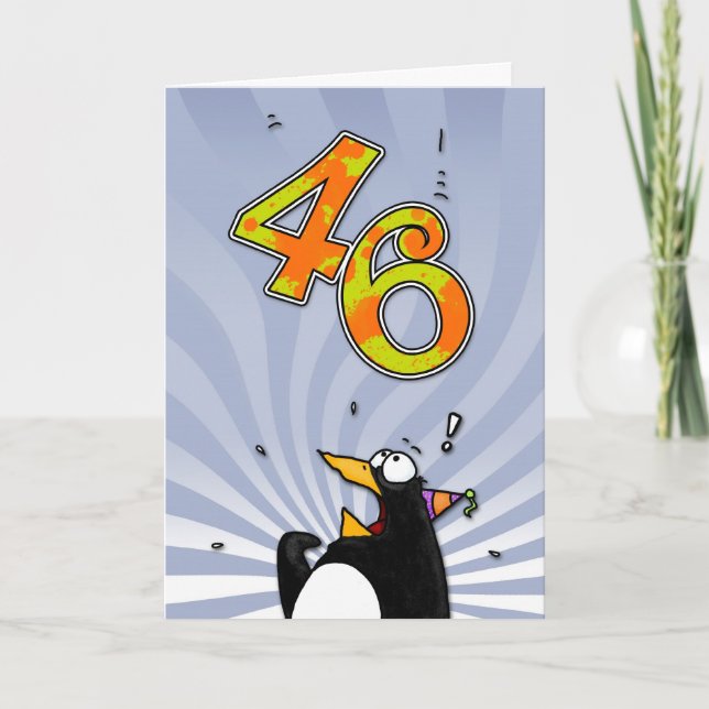 46e anniversaire - Carte de surprise de pingouin (Devant)