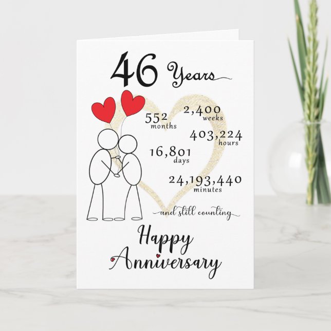 46e anniversaire de Mariage Carte avec ballons car (Devant)