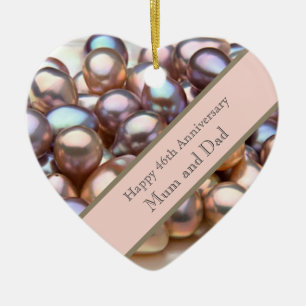 46e anniversaire de Mariage ornement en céramique