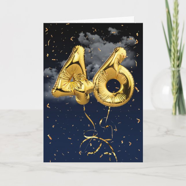 46e Anniversaire Gold Mylar Balloon et carte Confe (Devant)