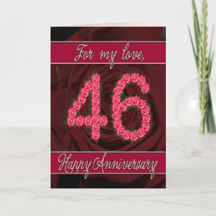 46th anniversary card with roses and leaves