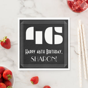 46th Birthday: Art Deco Inspired Look "46" + Name Napkin