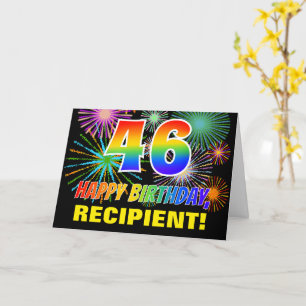 46th Birthday: Bold, Fun, Fireworks, Rainbow 46 Card