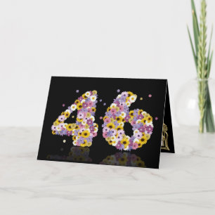 46th birthday card with flowery letters