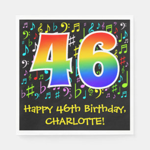 46th Birthday - Colourful Music Symbols, Rainbow 4 Napkin