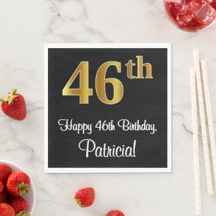 46th Birthday ~ Elegant Luxurious Faux Gold Look # Napkin