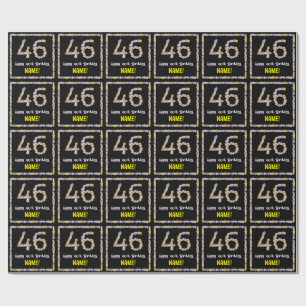 46th Birthday: Floral Flowers Number, Custom Name Wrapping Paper