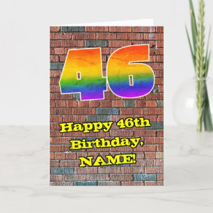 46th Birthday: Fun Graffiti-Inspired Rainbow 46 Card