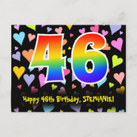 46th Birthday: Fun Hearts Pattern, Rainbow 46