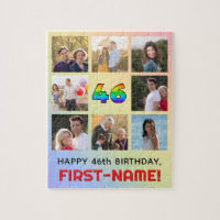 46th Birthday: Fun Rainbow #, Custom Name & Photos