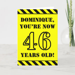 46th Birthday: Fun Stencil Style Text, Custom Name Card