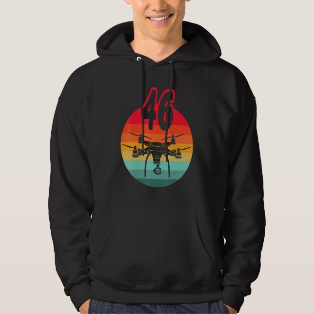 46th Birthday I Retro Remote Control Drones With C Hoodie (Front)
