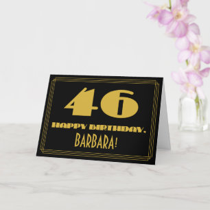 46th Birthday: Name + Art Deco Inspired Look "46" Card