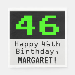 46th Birthday - Nerdy / Geeky Style "46" & Name Napkin