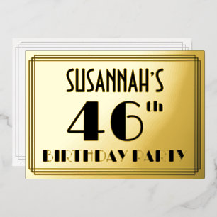 46th Birthday Party — Art Deco Look “46” + Name