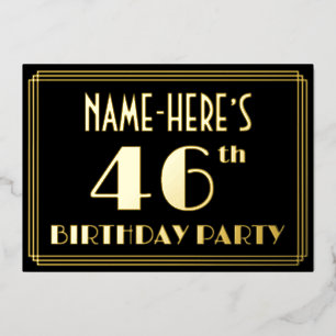 46th Birthday Party: Art Deco Look “46”, w/ Name