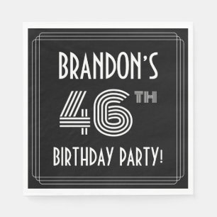 46th Birthday Party: Art Deco Style + Custom Name Napkin