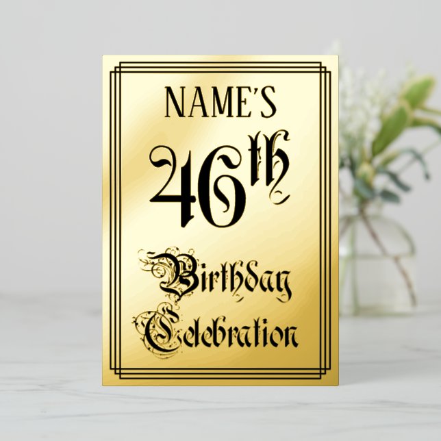 46th Birthday Party — Elegant Script + Custom Name (Standing Front)