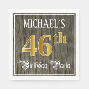 46th Birthday Party — Faux Gold & Faux Wood Looks Napkin