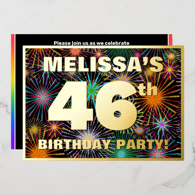46th Birthday Party — Fun, Colourful Fireworks Loo (Front/Back)