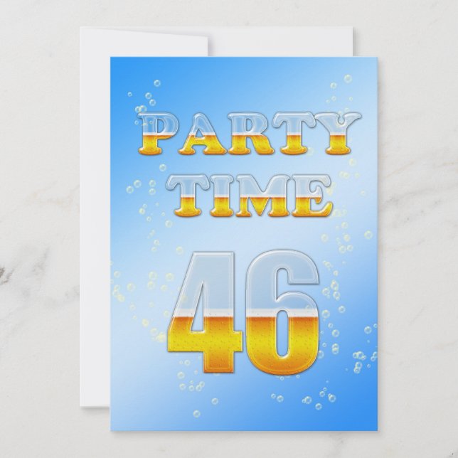 46th birthday party invitation with beer (Front)